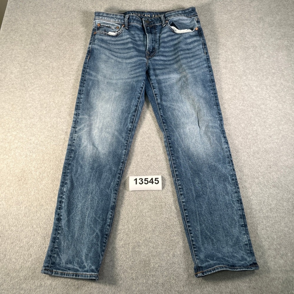 American Eagle Outfitters Airflex Straight Jeans Mens 33x30 Blue Denim Cotton
